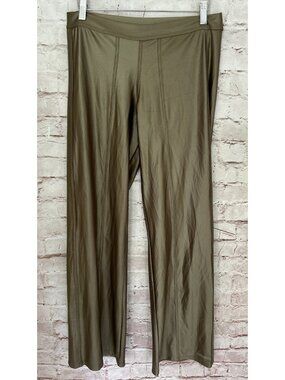 Anatomie  Womens Bronze Shiny Metallic Pull On Travel Pants Wide Leg Size Large